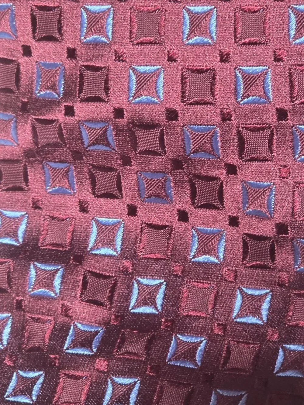 Guy Laroche Paris Burgundy Silk Geometric Tie (SKU#1187)